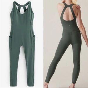 Athleta Transcend green full length activewear workout Bodysuit size xxs NWT